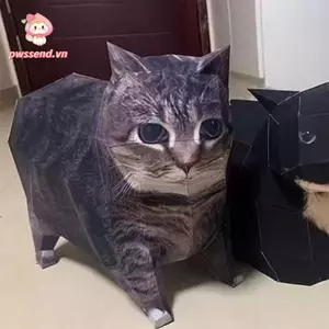 PWSEND Kitten Stereo Origami, Mô hình giấy mèo Oiiiao thủ công DIY, Mèo con tự hỏi vui nhộn Maxwell Cat Large Huh Cat Paper Model Quà tặng cho bạn bè