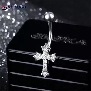 AN.MART Thời Trang Gợi Cảm Xuyên Rốn Móng Tay Cơ Thể Trang Sức Nữ Bé Gái Cá Tính Đơn Giản Mặt Dây Chuyền Chữ Thập Bụng Nút Nhẫn Quà Tặng VN