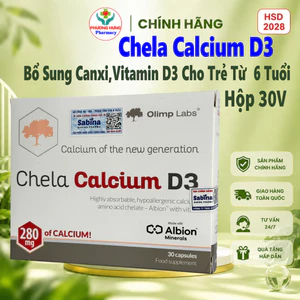 Chela Calcium D3-Bổ Sung Canxi,Vitamin D3 Cho Trẻ Từ 6 Tuổi,Người Lớn,Mẹ Bầu Và Cho Con Bú-Hộp 30V