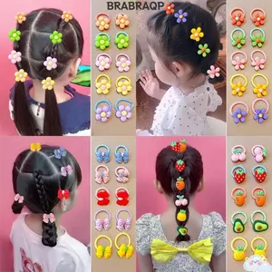 BRBRAA 50 / 100 Chiếc Dây Buộc Tóc Bé Gái, Dây Buộc Tóc Co Giãn Phong Cách Ngẫu Nhiên, Hoạt Hình Dễ Thương Động Vật Nhỏ Hoa Thoải Mái Phù Hợp Với Mũ Đội Đầu Bé Gái Phụ Kiện Tóc