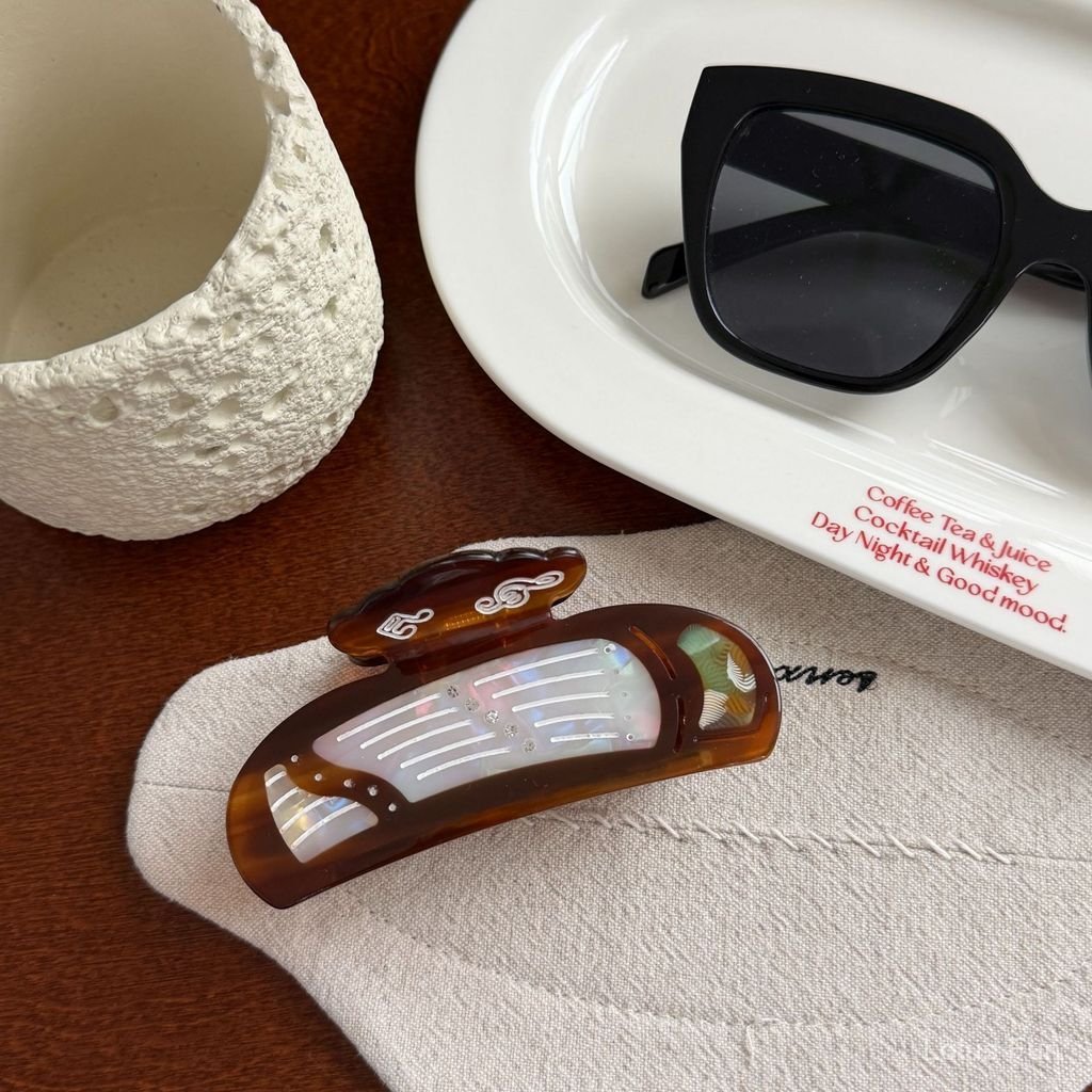 【New！】Phong Cách Trung Hoa Mới Phong Cách Trung Hoa Hợp Thời Trang Nhạc Cụ Acetate Kẹp Tóc Biwa/Đàn Tranh Tạo Kiểu Tấm Bun Cá Mập