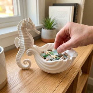 Khay đựng đồ hình cá ngựa SENRTY, Đế trưng bày trang sức bằng nhựa in 3D, Giá đựng mỹ phẩm ổn định trang trí dễ thương đa chức năng Máy tính để bàn