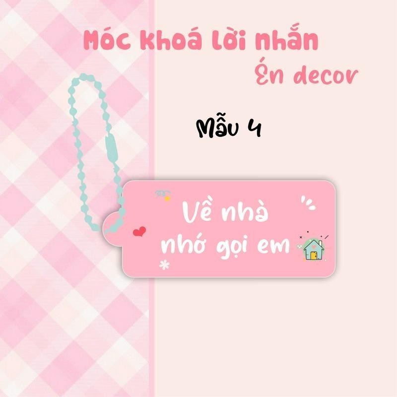 Móc khoá lời nhắn nền hồng  sieu cute - trí decor shop