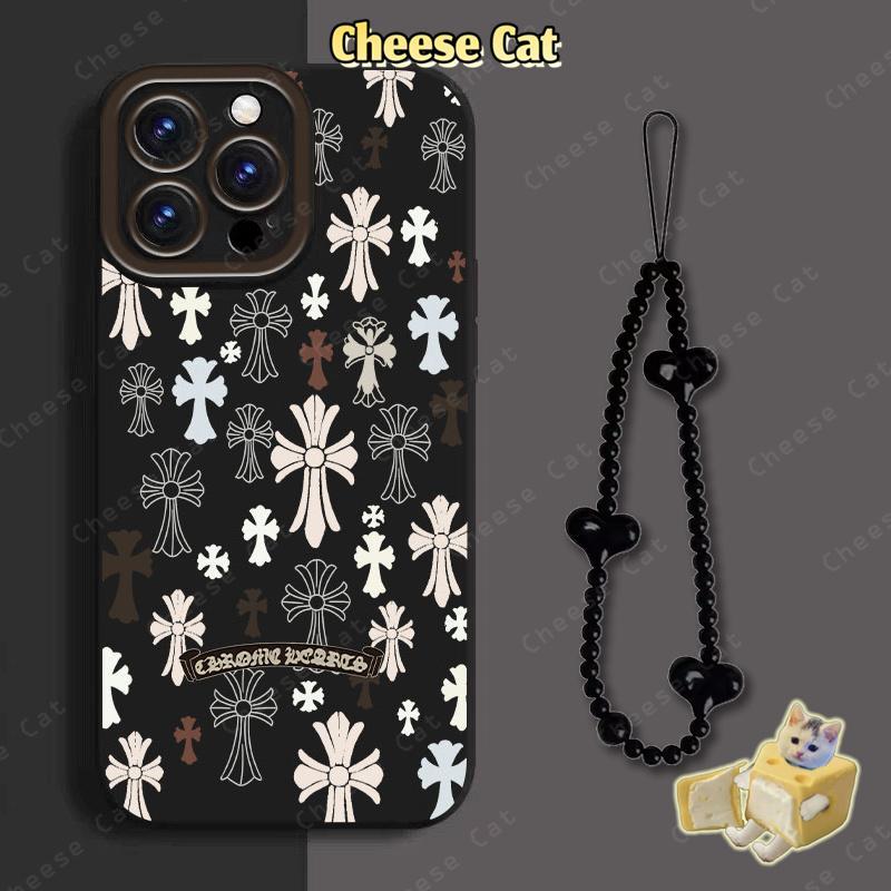 Ốp điện thoại hình chữ thập màu đen trắng hợp thời trang cho iPhone 13 14 15 Plus 11 12 16 17 Pro Max XR Xs Max 6 7 Plus