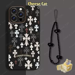 Ốp điện thoại hình chữ thập màu đen trắng hợp thời trang cho iPhone 13 14 15 Plus 11 12 16 17 Pro Max XR Xs Max 6 7 Plus