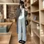 Quần chống muỗi mùa hè in nơ cạp cao Drape Quần ống rộng rộng Quần thẳng