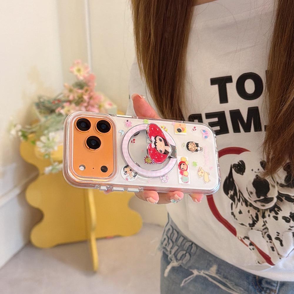 Vỏ cứng Tương thích với iPhone 13 14 14Pro 14ProMax 15 15Pro 15ProMax 16 16Pro 16ProMax 17 17Pro 17ProMax Sticker Wind Angel Pattern Magnet Case