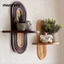 Kệ gỗ tre MARGREDY, Kệ hoa mây hình học trang trí, Kệ treo tường thủ công phong cách Boho Trang trí nội thất