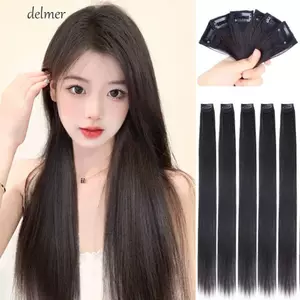 DELMER 2 Miếng Tóc Giả, Kẹp Tóc Chịu Nhiệt Tóc Dài Thẳng, Kẹp Tự Nhiên Tự Làm Trong Phần Mở Rộng Tóc Tổng Hợp Tăng Khối Lượng Tóc