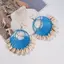 PNPIA- Raffia Dệt Tay Phóng Đại Lớn Đôi Tròn Vỏ Nhiều Lớp Bông Tai Vỏ Bãi Biển Resort Phong Cách