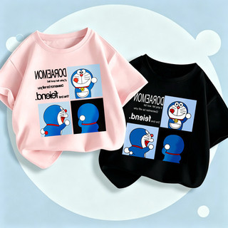 Áo Thun Bông Trẻ Em In Doraemon Anime, Áo Ngắn Tay Hè Bé Trai Gái COD
