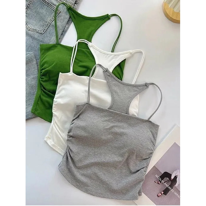 Milyfashion Thiết Kế Dệt Kim Sling Mùa Hè Cao Cấp Gợi Cảm Vô Hình Dây Đeo Vai Không Tay Ngắn