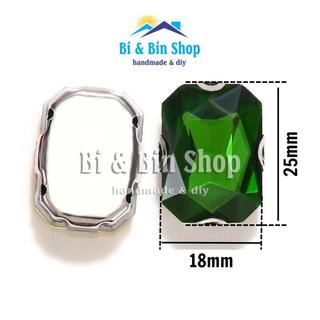 2 Viên Đá Đế Chữ Nhật 18x25mm Đính Kết Trang Phục, Làm Phụ Kiện Thời Trang, Trang Trí Vương Miện