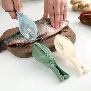 Linh hồn| Dụng cụ cạo vảy cá Dụng cụ loại bỏ vảy cá nhanh có nắp bắn tung tóe – Dụng cụ cạo vảy hình cá thoải mái để sử dụng nhà bếp dễ dàng làm sạch – Hoàn hảo cho gia đình