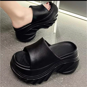 Dép nữ độn đế cao 7 cm, Dép bánh mì, Dép lê nữ quai ngang nâng chiều cao chất Eva Xịn không lún
