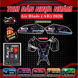 TEM DÁN AB 2026 + 2 ỐP CHÂN hotttt decal 3lớp bảo hành 2 năm ko phai màu - Chất liệu nhựa nhám cao cấp, bền đẹp