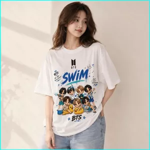 SY3 BTS Chibi SWIM Áo thun cotton dày mùa hè Bangtan Kpop Fan Tee cho ARMY tee YS3