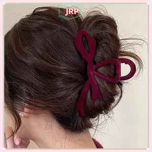 JRP Đỏ Nhung Nơ Kẹp Tóc Thu Đông Nữ Vuốt Tóc Kẹp Pháp Thanh Lịch Kẹp Tóc Hàn Quốc Phụ Kiện Tóc Nữ Mũ Quà Tặng JRP