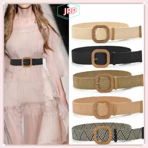 JRP Mùa Hè Nữ Co Giãn Dệt Thắt Lưng Vuông Bule Vintage Boho Rơm Thắt Lưng Đầm JRP