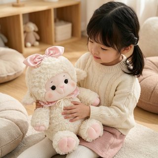 【BabyJoy】Gấu bông thỏ hồng cừu trắng,nhồi bông mềm mịn,ôm ngủ, quà bé gái,trang trí phòng dễ thươn