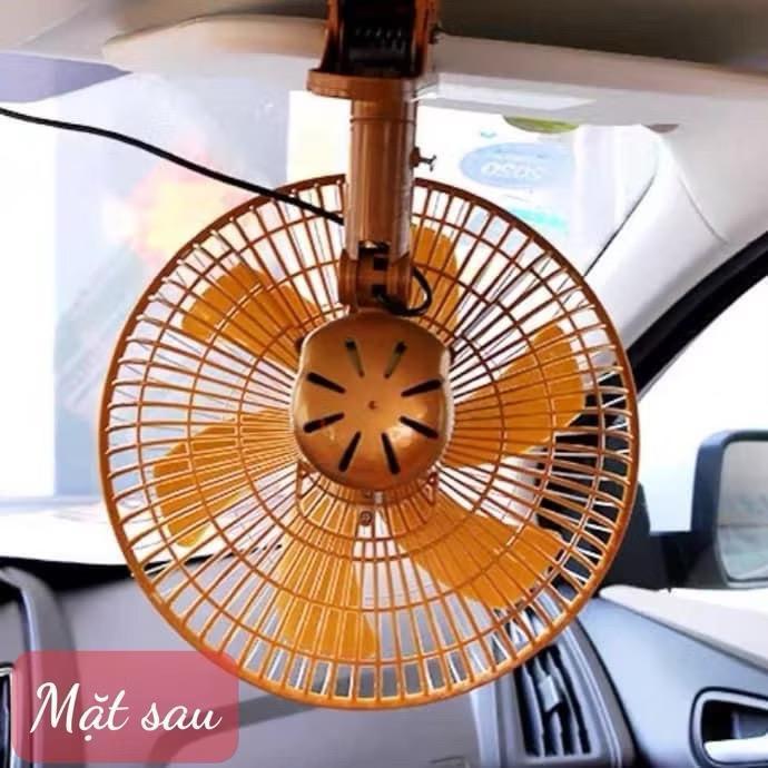 Quạt vàng lồng to 12V và 24V Kẹp Trên Ô Tô, Xe Hơi, Xe Tải Có Lồng Sắt Cao Cấp Kẹp Bình Ắc Quy Thiết Kế Nhỏ Gọn Tiện Lợi