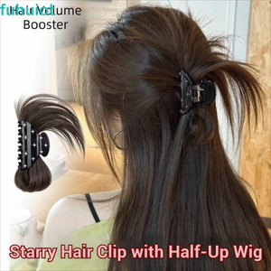 FUHUIOT Fluffy Messy Bun, Kẹp móng vuốt chịu nhiệt thanh lịch Bộ tóc tổng hợp, Phần mở rộng tóc kiểu cổ điển Lớp lông tơ thẳng Chignon dành cho nữ