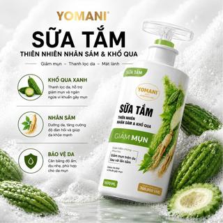 [MỚI RA MẮT] Sữa tắm hỗ trợ giảm mụn YOMANI 1600ml, chiết xuất khổ qua, nhân sâm,  làm sạch da, chăm sóc và bảo vệ da