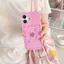 Phone Case For iPhone 17 Pro Max 16 15 Retro TPU Keychain Chain Rose Aesthetic Korean Cute