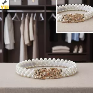 < YEI > Thắt lưng thun có ngọc trai và kim cương giả để trang điểm sự kiện sang trọng mới