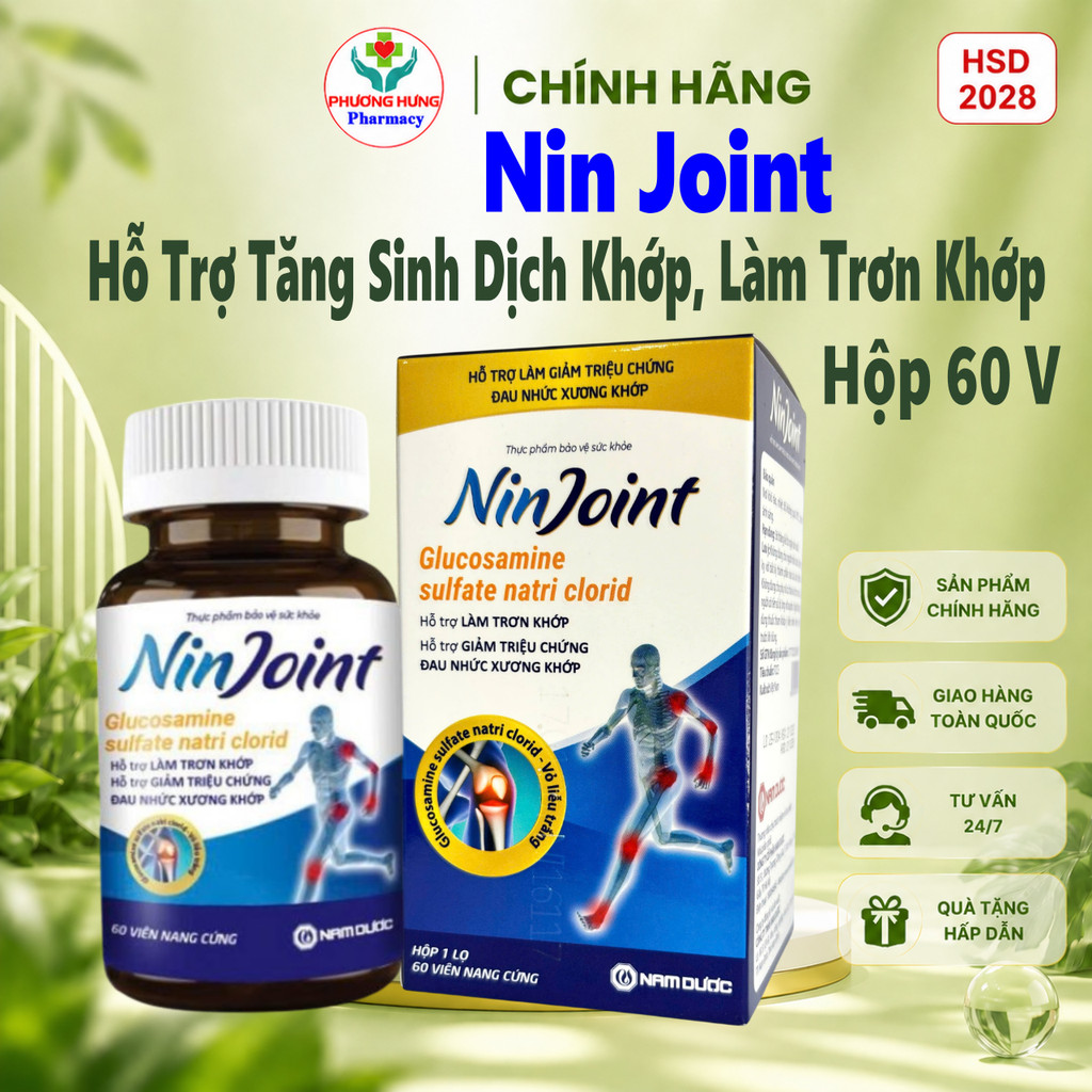 Nin Joint Của Nam Dược Hỗ Trợ Tăng Sinh Dịch Khớp, Làm Trơn Khớp, Giảm Đau Nhức Xương Khớp - Lọ 60V