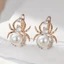 WEETW Mô Phỏng Bông Tai Ngọc Trai, Bông Tai Vòng Nhện Màu Vàng Zircon Trắng, Khóa Tai Thời Trang Sáng Ngọc Trai Giả Vintage Retro Trang Sức Dự Tiệc Phụ Kiện