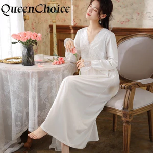Phụ Nữ Cổ Chữ V Cotton Ren Công Chúa Váy Ngủ Nữ Vintage Váy Ngủ Đồ Ngủ