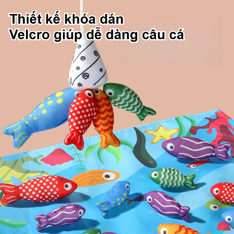 【SKISOPGO】Đồ Chơi Câu Cá Bằng Nỉ 3D,Trò chơi câu cá bằng vải có cốc xếp chồng,Phân loại màu sắc Đạo cụ giáo dục sớm