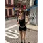 Dopamine Cổ ngắn hai mảnh cay ngọt ngào Phù hợp với quần Short dáng ôm hơn Bộ đồ phù hợp cho nữ mùa hè