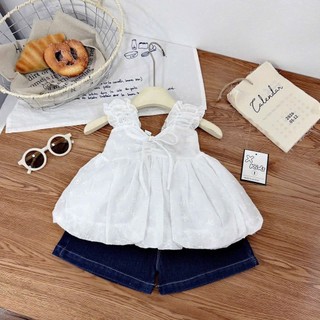 10-28kg Set áo bèo 2s bản to quần bò Xkids
