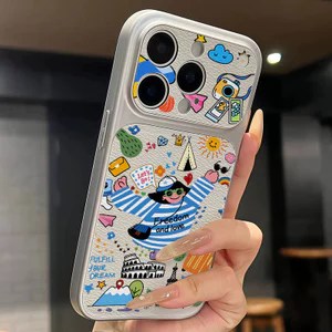 Ốp lưng iPhone Họa tiết da mạ Họa tiết cô gái du lịch iPhone 17 16 15 14 13 12 11 Pro Max Plus Max