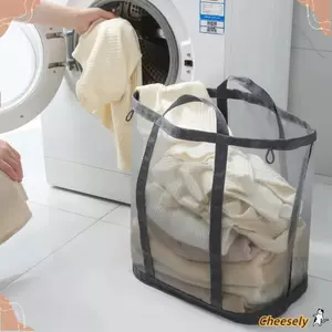 Giỏ lưới CHEESELY gập lại, dung tích lớn đựng quần áo bẩn/đồ chơi/đồ lặt vặt