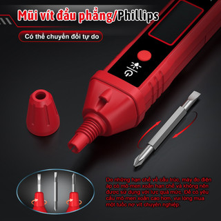 D (Bảo Hàng 1 Năm)HABOTEST HT91A Bút kiểm tra điện áp NCV AC 12 ~ 400V có màn hình LCD đèn nền dành cho dây điện