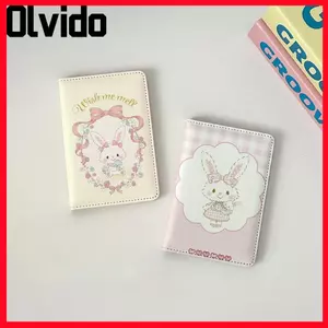 Hộp đựng hộ chiếu OLVIDO, Túi đựng hộ chiếu in hình thỏ bằng da PU, Ví đựng thẻ tín dụng hoạt hình siêu mỏng di động dễ thương Phụ kiện du lịch