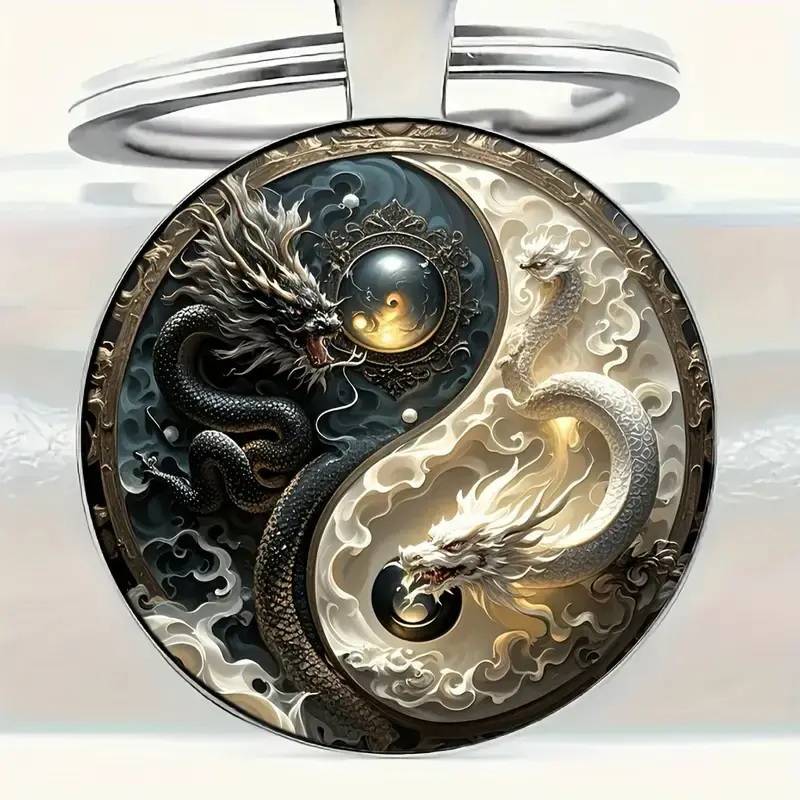 Móc Khóa Rồng Âm Dương BeautifulHomeA - Mặt Dây Chuyền Hợp Kim Thời Trang Và Thiết Kế Rồng Trắng, Hoàn Hảo Cho Túi, Bapas Và Quà Tặng Độc Đáo VN