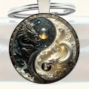 Móc Khóa Rồng Âm Dương BeautifulHomeA - Mặt Dây Chuyền Hợp Kim Thời Trang Và Thiết Kế Rồng Trắng, Hoàn Hảo Cho Túi, Bapas Và Quà Tặng Độc Đáo VN