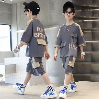 Bộ đồ mùa hè cho bé trai – Áo tay ngắn + quần shorts mỏng, phong cách năng động và thoải mái