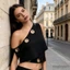 MAPLEPOET-Áo Vest một vai dành cho nữ không tay màu trơn Vòng tròn kim loại Cutout Tank Tops