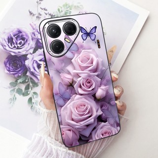 Dành Cho Tecno Pova 7 4G 5G Ốp Lưng LJ6 LJ7 Hoa Phổ Biến Bướm Mềm TPU Màu Đen Chống Sốc Ốp Lưng Cho Tecno Pova7 Vỏ