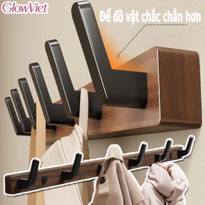 Móc treo đồ dán tường,lắp đặt 2 cách,Bản Móc Rộng,Tải Trọng Cao,chất liệu gỗ óc chó cao cấp