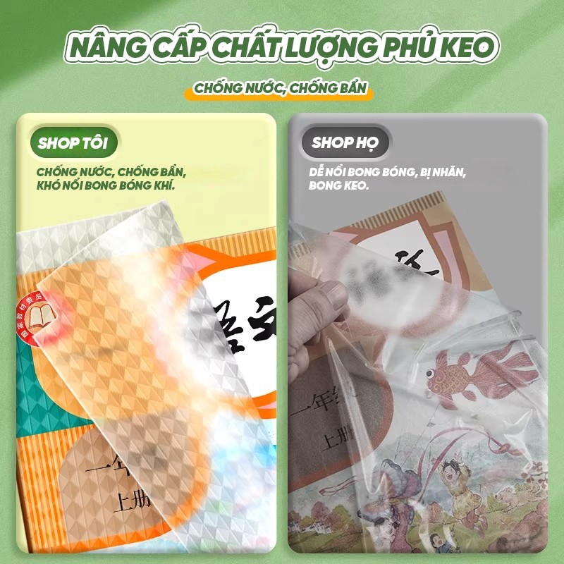Bọc sách decal vở trong suốt chống nước chống rách chống bẩn nhiều kích cỡ cho học sinh cao cấp