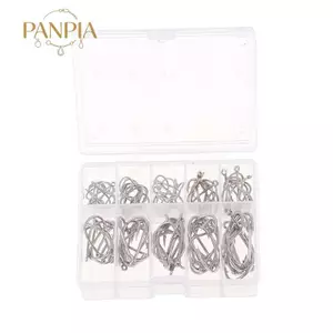 PNPIA- 100 Cái / hộp Móc Câu Cá Thép Carbon Vòng Tròn Đơn Móc Câu Cá Phụ Kiện
