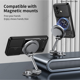 Mới Trượt Ống Kính Funda Cho ZTE Blade A35E 4G Ốp Lưng Xoay Vòng Từ Tính Cho ZTE Blade A35E 4G Ốp Lưng Đứng Có Thể Gập Lại Vỏ Giáp Capa