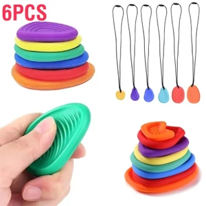 6 Chiếc Silicon Họa Tiết Lo Lắng Đá Fidget Đồ Chơi Giảm Căng Thẳng Cảm Giác Bộ Thực Phẩm An Toàn Cấp Cho Trẻ Em Người Lớn — Có Bộ 6 Hộp Màu