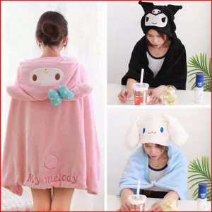 YB1 Sanrio Kuromi Cinnamoroll Phim hoạt hình dễ thương có mũ trùm đầu áo choàng học sinh dày ấm áp ngủ trưa văn phòng điều hòa blanke